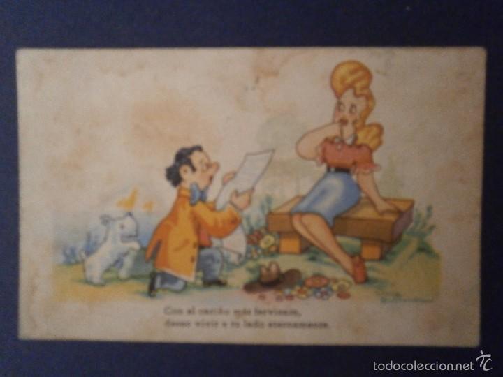 Postais: antigua postal dibujo caritatura  escrita