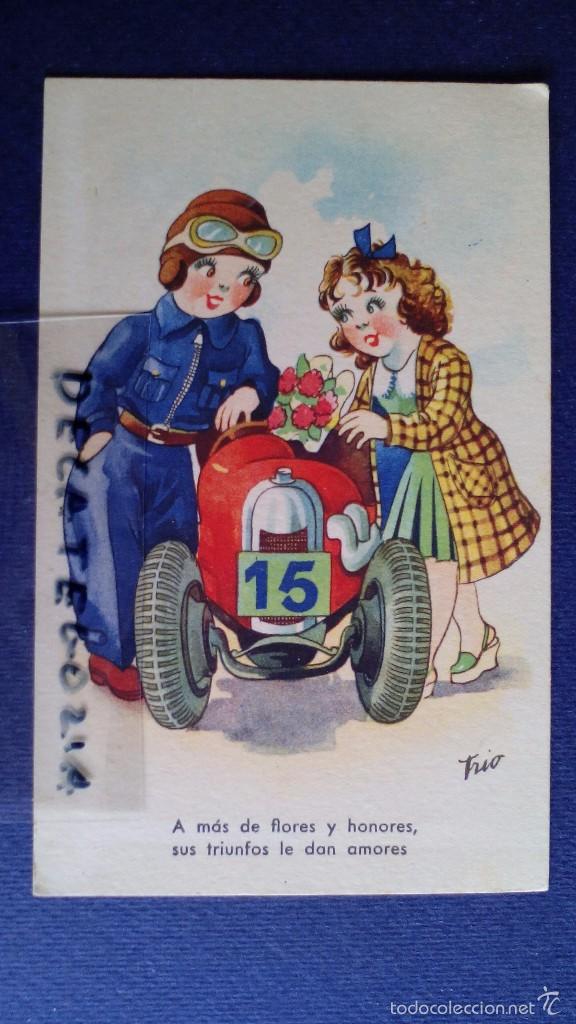 Postais: antigua postal dibujo caritatura ni&ntilde;os escrita