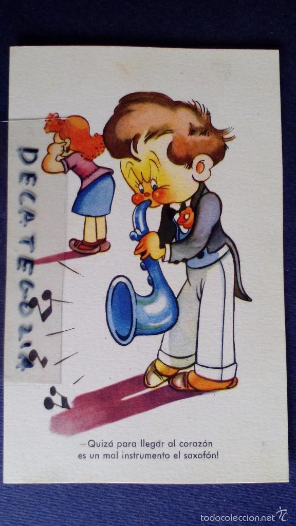 Postais: antigua postal dibujo caritatura ni&ntilde;os escrita