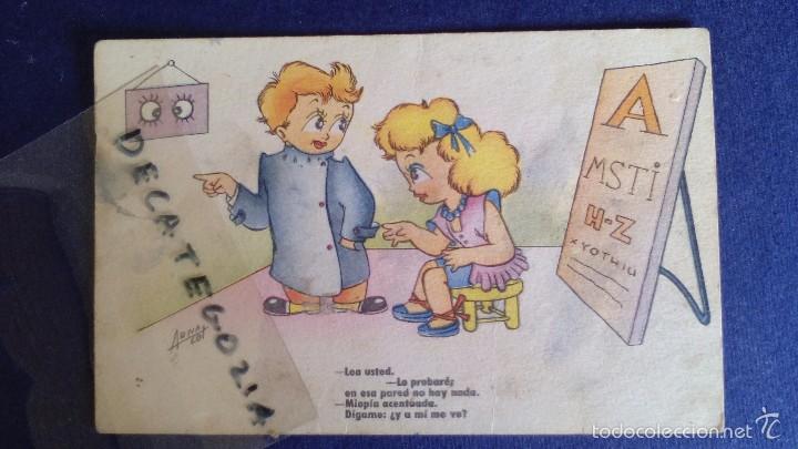 Cartoline: antigua postal dibujo caritatura ni&ntilde;os escrita a&ntilde;o 1952