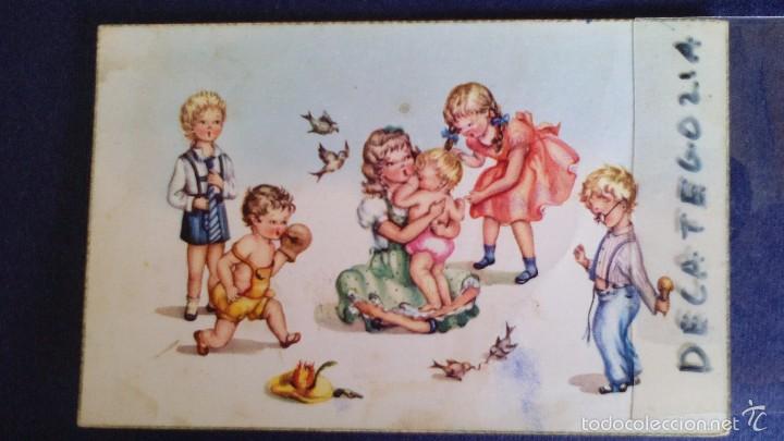 Postais: antigua postal dibujo caritatura ni&ntilde;os escrita, a&ntilde;o 1960