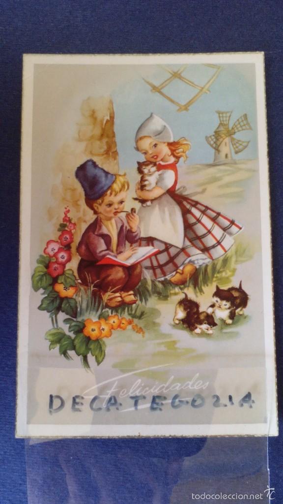Postais: antigua postal dibujo caritatura ni&ntilde;os escrita