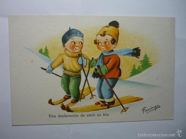 Postales: POSTAL ESQUI DIBUJO FARINYES- SERIE 28 CMB CIRCULADA