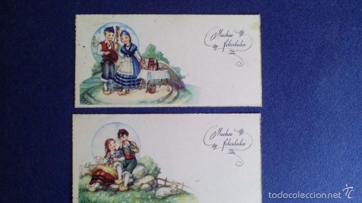 Postais: 2 bonitas  postales ilustradas  escritas a&ntilde;o 1950