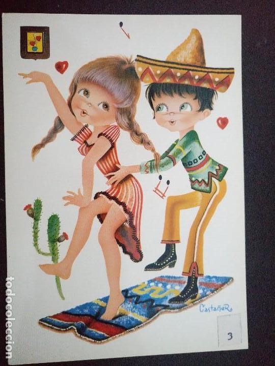 Postais: postal pareja de mexicanos casta&ntilde;er escudo de oro no escrita