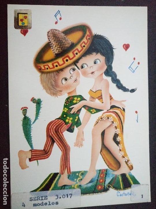 Postales: postal pareja de mexicanos casta&ntilde;er escudo de oro no escrita