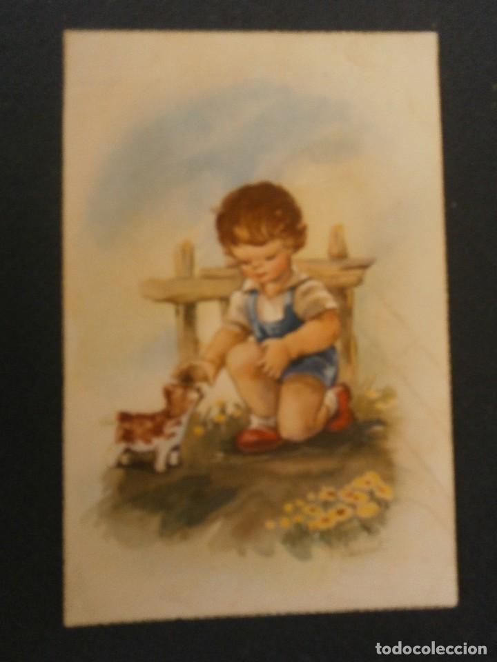 Cartoline: EDICIONES C.Y Z. 518 B - ESCRITA - NI&Ntilde;O CON PERRO