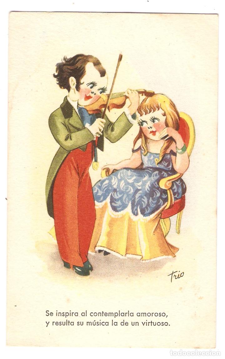 Cartes Postales: POSTAL - EDICIONES TR&Iacute;O - SERIE D - VIOLINISTA Y MUCHACHA