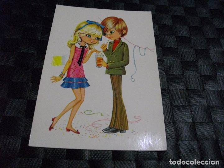 preciosa postal pareja hippies - la de las foto - Comprar Postales antiguas  de Dibujos y Caricaturas en todocoleccion - 67405473