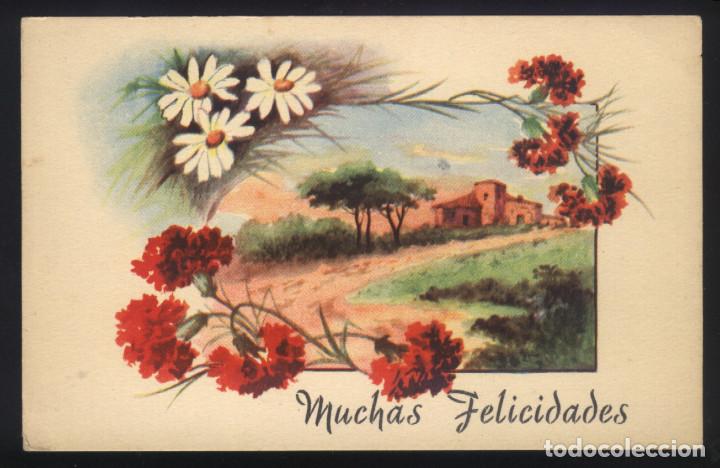 Postais: A-3922- ANTIGUA POSTAL DE FELICITACI&Oacute;N CON DIBUJO.