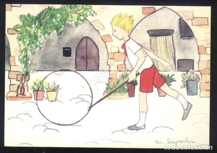 Cartoline: A-4115- POSTAL CON DIBUJO DE EULALIA SAYRACH. ELS NENS I ELS JOCS.