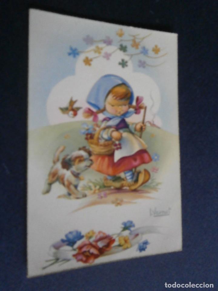 Cartoline: bonita postal ni&ntilde;a con perro ilustrada por I. Vernet