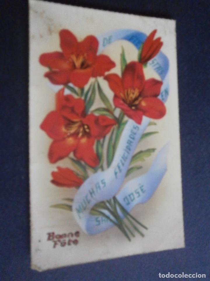 Cartoline: bonita postal flores escrita Bonne Fete