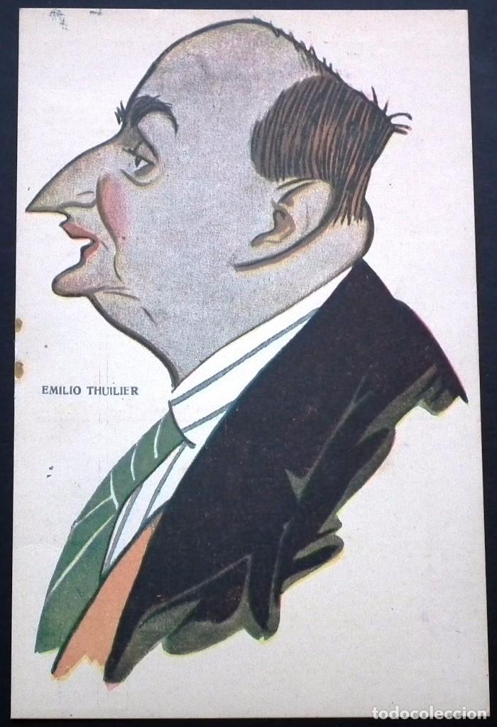 Cartes Postales: EMILIO THUILLIER - CARICATURA DE M. TOVAR N&ordm; 21 EDIT. PRENSA POPULAR REVERSO CON BIOGRAF&Iacute;A A&Ntilde;O 1917