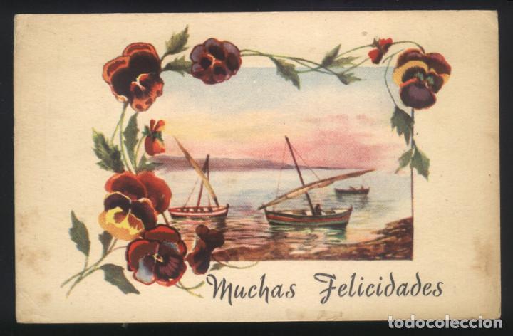 Postcards: A-4594- Antigua postal de felicitaci&oacute;n con dibujo.