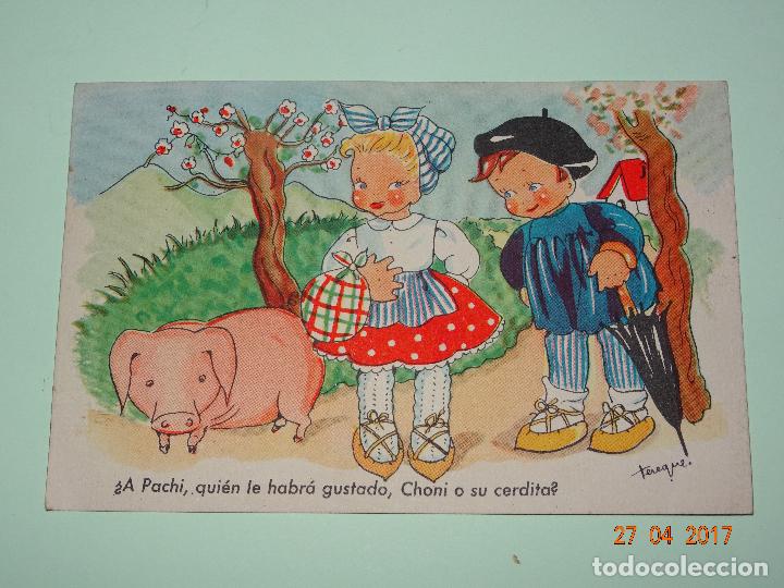 Cartoline: Antigua Tarjeta Postal NI&Ntilde;OS VASCOS Dibujos de TEREQUE de Ediciones C.D.R. - A&ntilde;o 1940-50s.