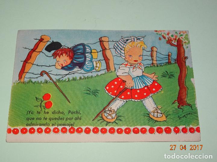 Cartoline: Antigua Tarjeta Postal NI&Ntilde;OS VASCOS Dibujos de TEREQUE de Ediciones C.D.R. - A&ntilde;o 1940-50s.