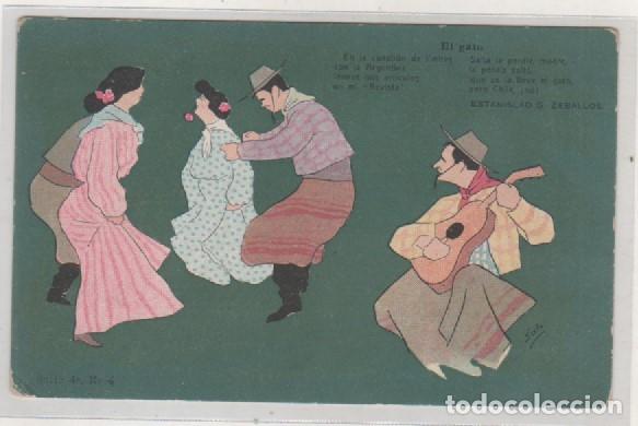 Postales: El gato Serie 4&ordm; n&ordm; 4 Estanislao Z Ceballos. Ilustrador sixto. Reverso sin dividir. Sin circular.