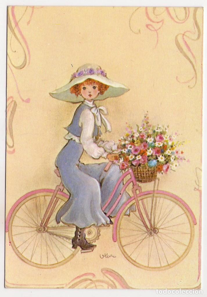 Postais: -87581 POSTAL DIBUJO NI&Ntilde;A EN BICICLETA, ILUSTRACION VIVES, EDICROMO, SERIE 1340/3