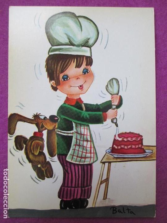 Cartoline: POSTAL, NI&Ntilde;O HACIENDO TARTA, PERRO PERRITO, ILUS. BALTA, EDIC. SAVIR, N&ordm; 648