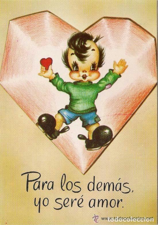 Postais: -53928 POSTAL DIBUJO NI&Ntilde;O EN CORAZON, CON MENSAJE, ILUSTRACION SARA N&ordm; 114