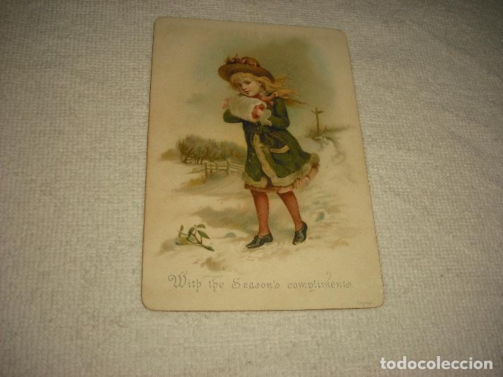 Postkarten: PRECIOSA POSTAL CON RIVETE DORADO . WITH THE SEASON'S COMPLIMENTO