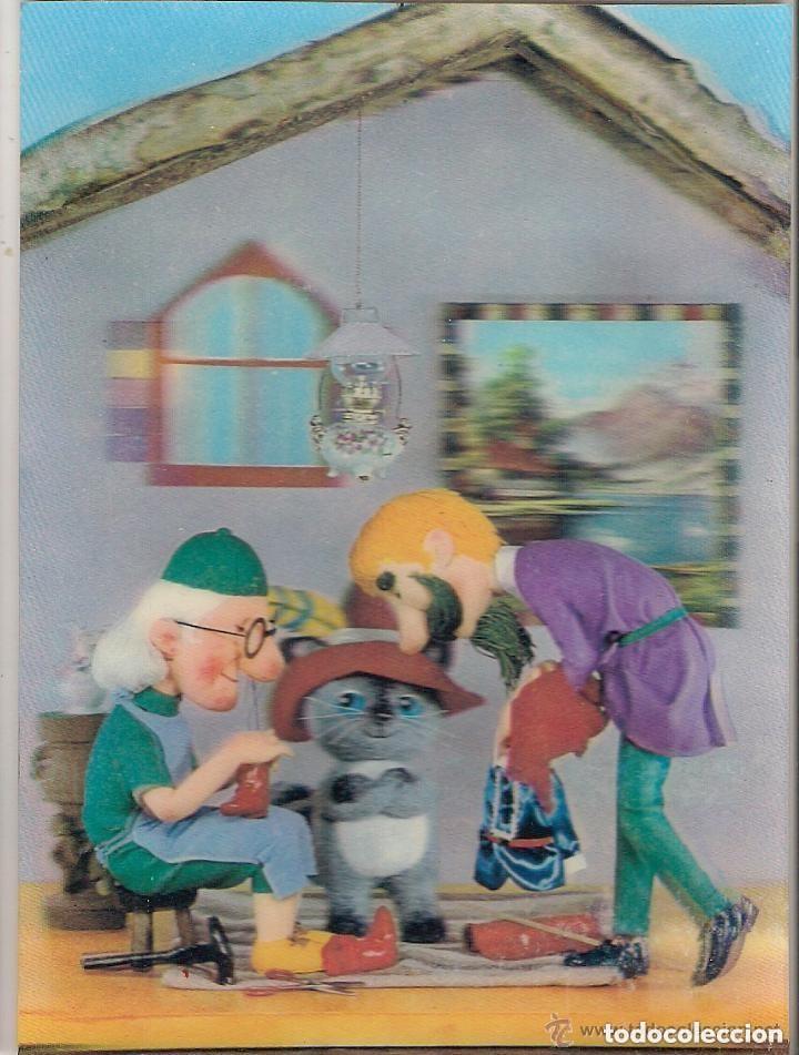 Postais: -63037 POSTAL DIBUJO CUENTO EL GATO CON BOTAS, EN TRES DIMENSIONES, NI&Ntilde;OS