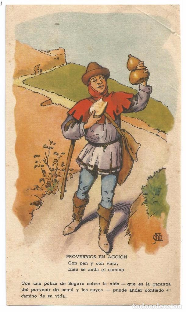 Postais: SERIE PROVERBIOS EN ACCION .- BANCO VITALICIO DE ESPA&Ntilde;A .- ILUSTRA APELES MESTRES