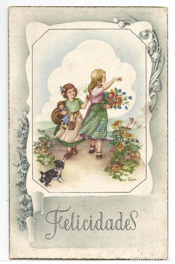 Postales: EDICIONES CIMA SERIE 516 / FELICIDADES / SIN FRANQUEAR PERO ESCRITA DORSO