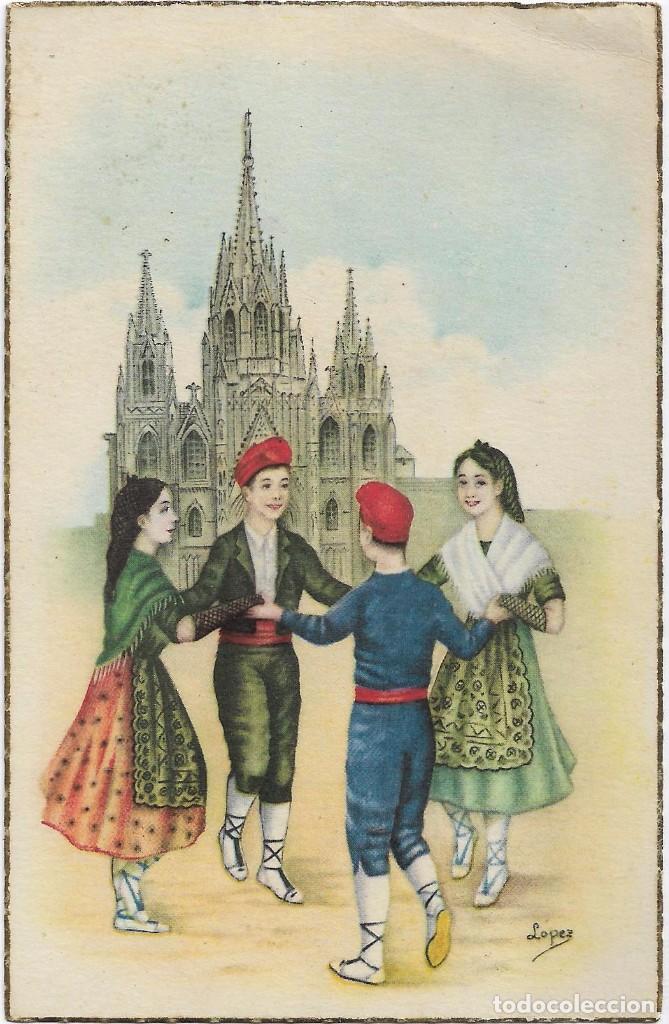 Postales: POSTAL ESTAMPERIA RAM SERIE 101-E / ILUSTRA LOPEZ / ESCRITA DORSO SIN FRANQUEAR