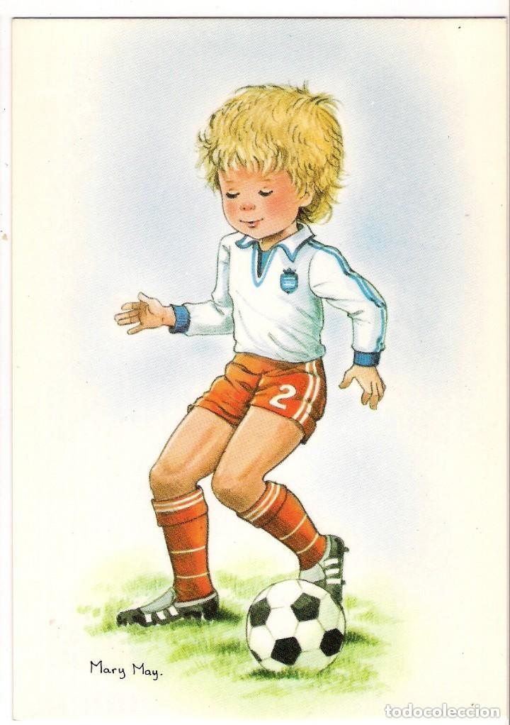 Postais: -78672 POSTAL DIBUJO NI&Ntilde;O JUGANDO AL FUTBOL, ILUSTRACION MARY MAY, COLECCION PERLA, N&ordm; 545 /1, PAGSA