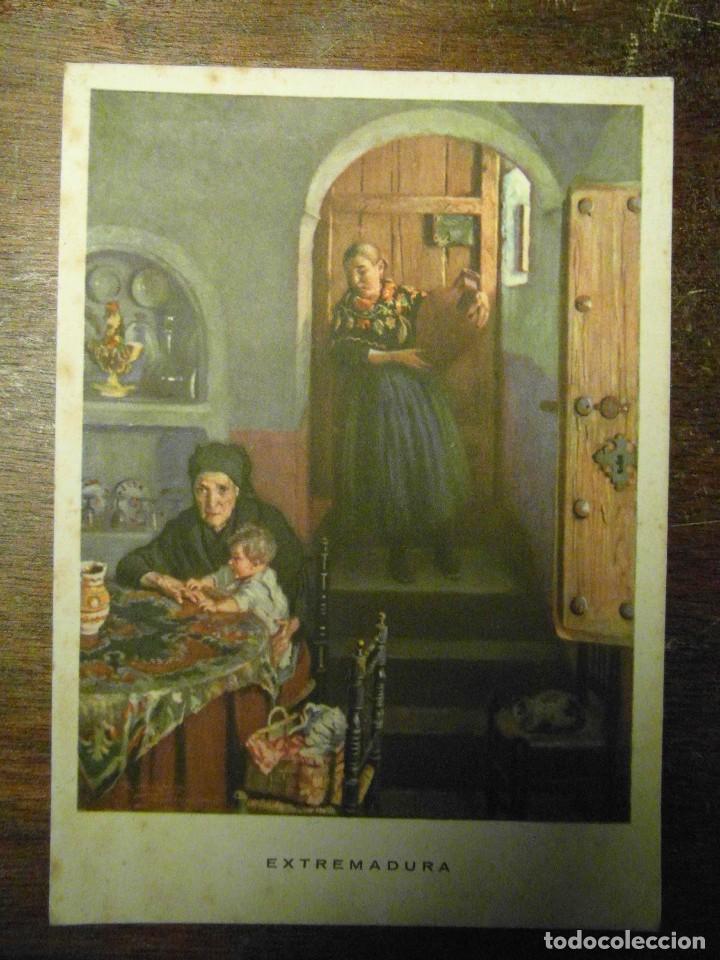 Postais: La regiones espa&ntilde;olas. Extremadura n&ordm; 9. Hogar humilde. Lopez Cabrera