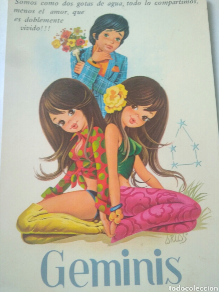 Postales: BONITA Y ANTIGUA POSTAL GEMINIS,SIGNO DE AIRE.CYZ.ESCRITA a&ntilde;os 80