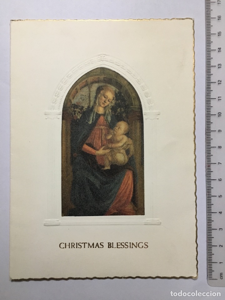 Postales: FELICITACI&Oacute;N NAVIDAD. DIPTICO. ILUSTRACI&Oacute;N MADONNA AND CHILD, F. LIPPI. PRINTED IN ITALY. H. 1960?