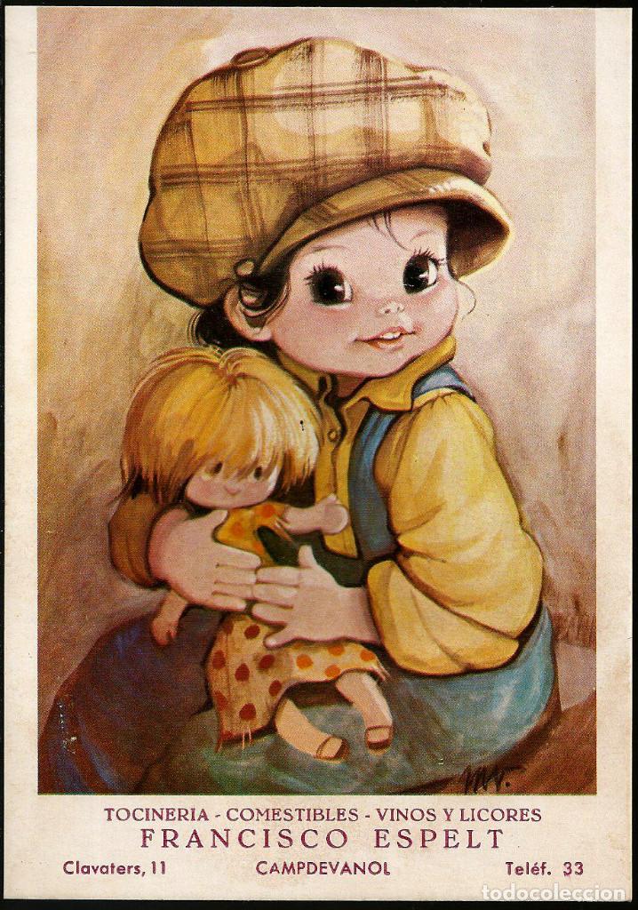 Postales: NI&Ntilde;A CON SU MU&Ntilde;ECA - ILUSTRA MARTA RIBAS - MIDE 16,5X11,5 CM
