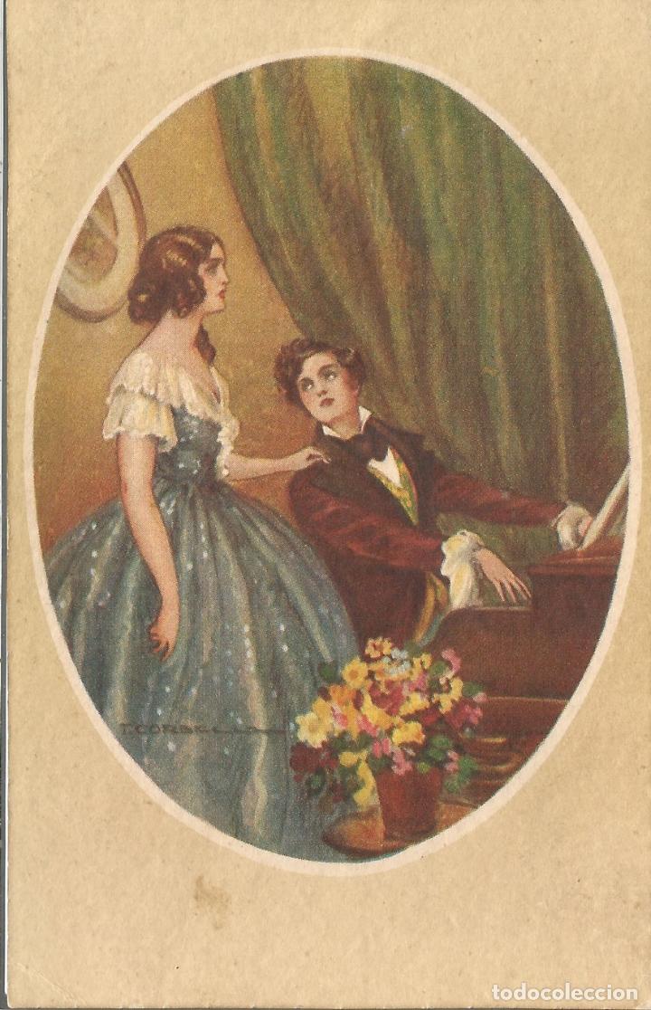 Cartes Postales: ILUSTRADOR: T.CORBELLA, LA CANTANTE Y EL PIANISTA - ESCRITA 1927