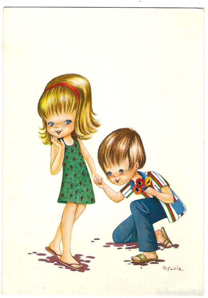 719 Postal Dibujo Nina Y Nino Enamorados Il Vendido En Venta Directa