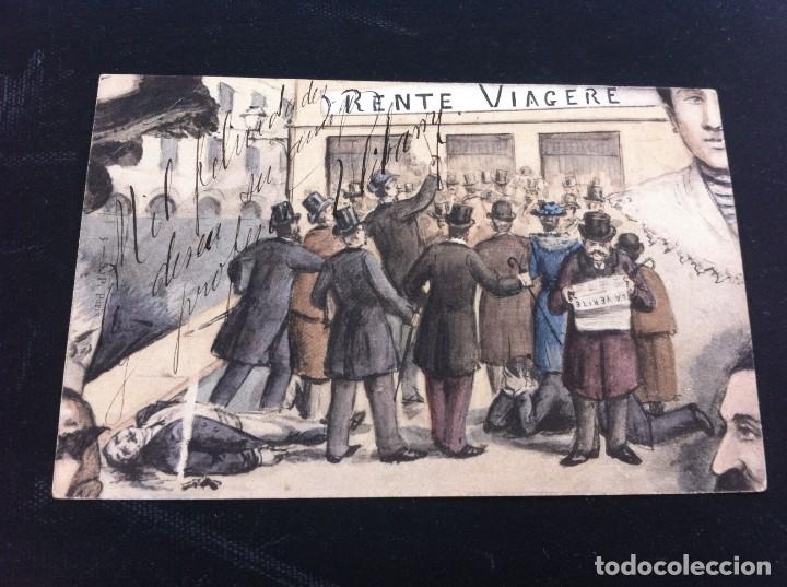 Postales: POSTAL. DIBUJO, HOMBRE LEYENDO LA VERITE.. RENTE VIAGERE. POSTAL ESCRITA