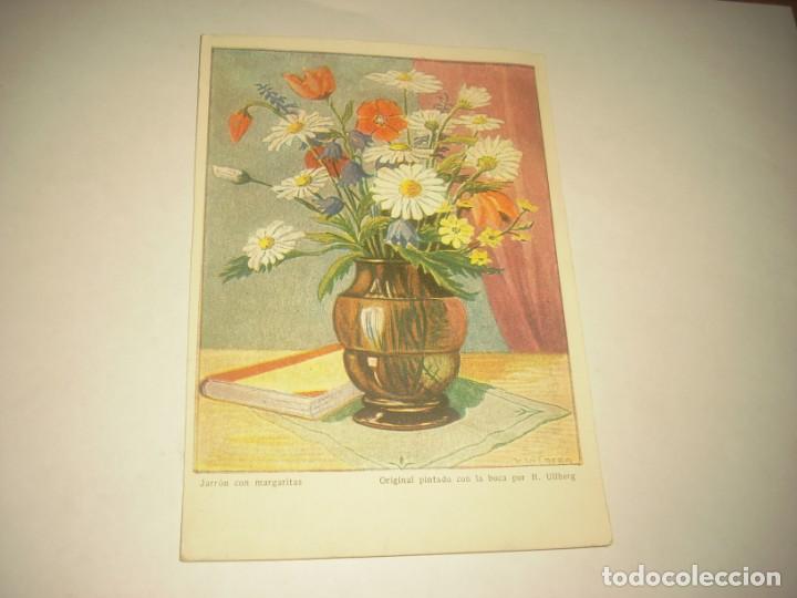 Postkarten: JARRON CON MARGARITAS, ORIGINAL PINTADO CON LA BOCA POR ULLBERG.