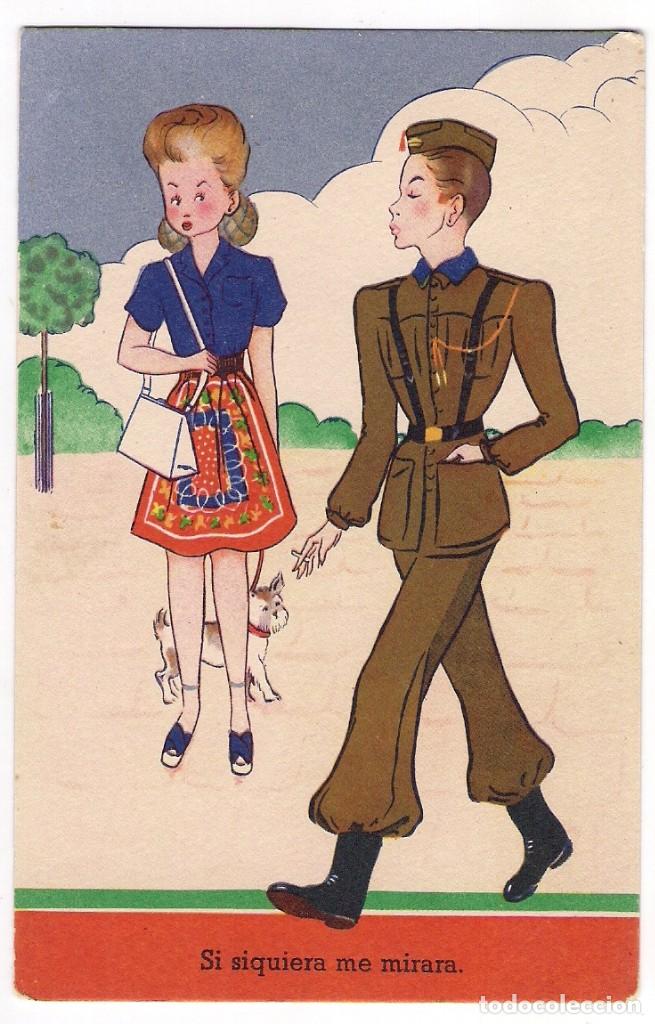 Postkarten: -72126 POSTAL DIBUJO NI&Ntilde;A Y MILITAR ENAMORADOS, CON MENSAJE, EDICIONES COLON, SERIE 104/3