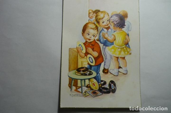 postal niños bailando -dibujo girona -escrita - Compra venta en  todocoleccion