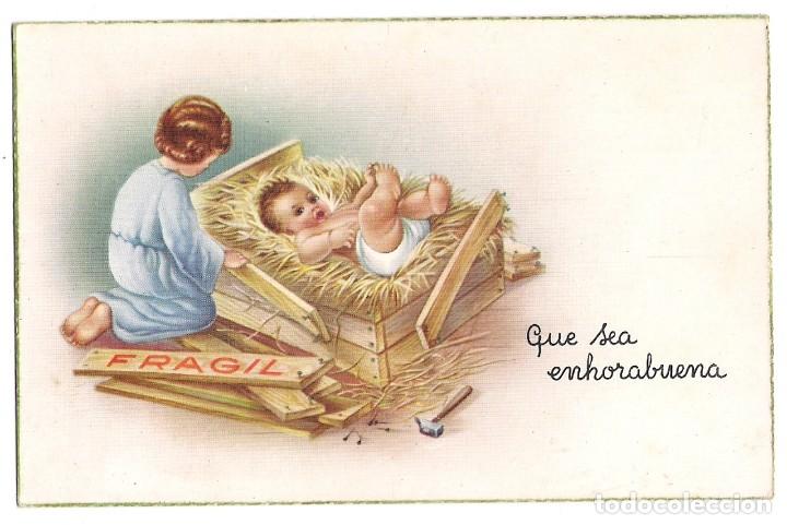 Postais: -72214 POSTAL DIBUJO NACIMIENTO DE UN BEBE, FELICITACION, C Y Z 523, ESCRITA A&Ntilde;O 1965