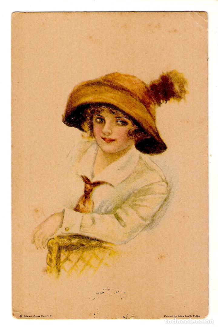 Postais: POSTAL - DAMA CON SOMBRERO - EDICIONES EDWARD CROSS CO - ILUSTRADOR ALICE LUELLA FIDLER - USA
