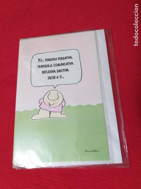 Postais: Postal con frase. Se abre para continuar la frase. Viene con sobre.