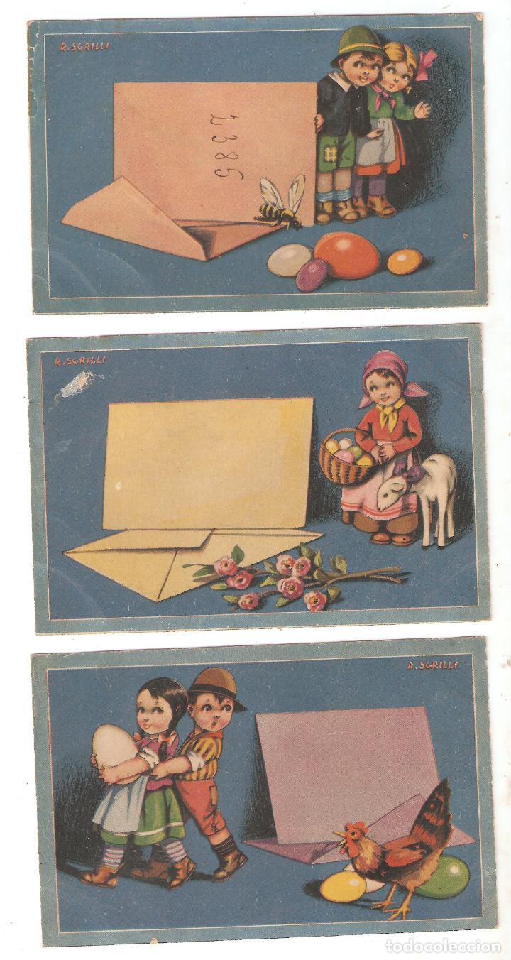Postcards: 3 Postales dibujante R. Sgrilli. . n&ordm; 2385. pareja ni&ntilde;os y carta . Vell i Bel