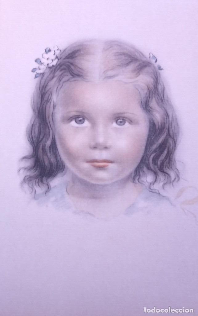 Postkarten: POSTAL A&Ntilde;OS 50 NI&Ntilde;A DIBUJADA COLORES PASTEL SERIE 600 MUY BUEN ESTADO 14X9 IMPRESA EN ESPA&Ntilde;A.