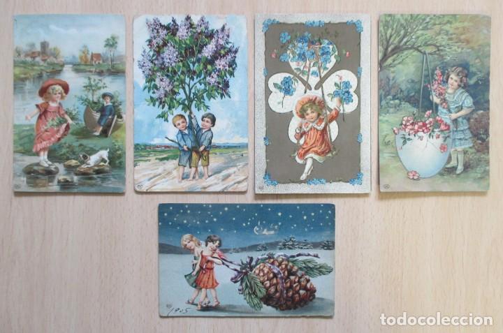 Postales: Lote de 5 tarjetas postales antiguas EAS infantiles