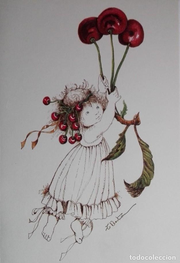 Postais: 0810K - TERESA BERTR&Aacute;N - LA NI&Ntilde;A DE LAS CEREZAS ENCANTO DE POSTAL  DIPTICA, TROQUELADA  22,8X15,8 CM