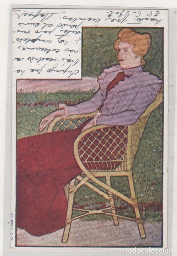 Cartes Postales: Postal est&eacute;tica modernista, Art Nouveau Ilustrador desconocido. Circulada Reverso sin dividir.