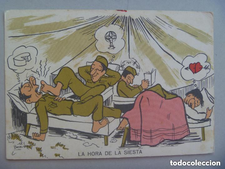 Postkarten: POSTAL CON DIBUJO HUMORISTICO DE LA MILI : LA HORA DE LA SIESTA . 1967.